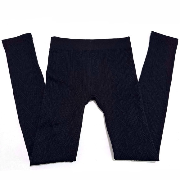 Shosho Fleece Lined Leggings in Black Size Small Medium Knit-Effect - Picture 3 of 7